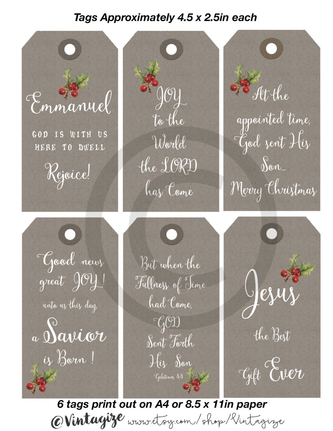 Printable Christmas Christian Religious Gift Tags Neutral Kraft Paper Tags INSTANT DOWNLOAD Original Printable Nativity Collage Etsy