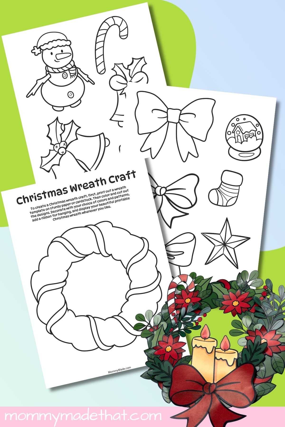 Printable Christmas Wreath Craft Free Templates Printable Christmas Wreath Craft Free Templates