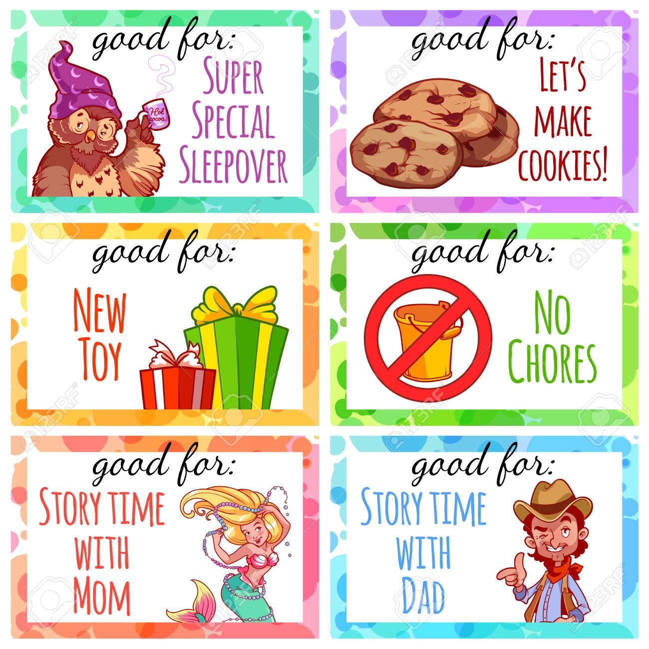 Printable Kids Coupons To Use As A Gift Vector Templates Isolated On A White Background Royalty Free SVG Cliparts Vectors And Stock Illustration Image 80492739 