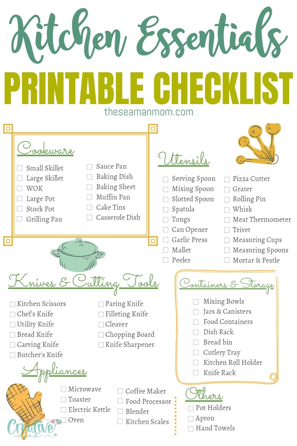 Printable Kitchen Essentials Checklist Easy Peasy Creative Ideas
