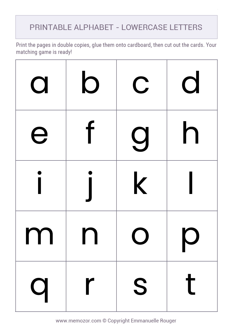 Printable Lowercase Alphabet Letters 26 Letters a z Memozor