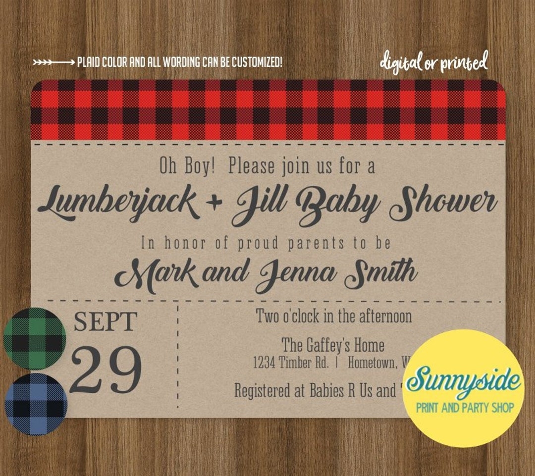 Printable Lumberjack U0026 Jill Baby Shower Invitation Co ed Baby Shower Invite With Rustic Buffalo Style Plaid And Kraft Etsy UK Printable Lumberjack U0026 Jill Baby Shower Invitation Co ed Baby Shower Invite With Rustic Buffalo Style Plaid And Kraft Etsy UK