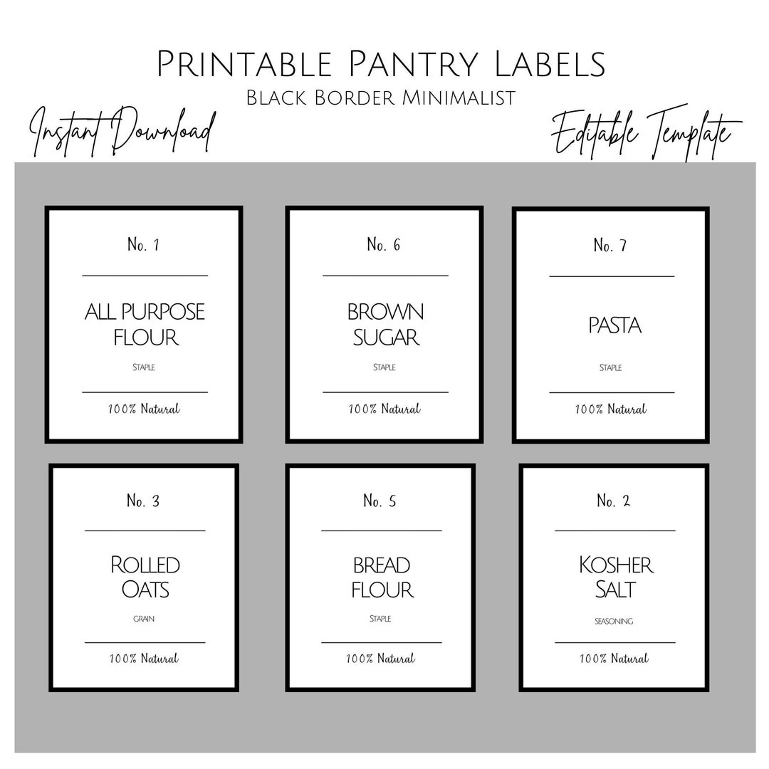 Printable Minimalist Pantry Label Template Modern Pantry Labels Printable Minimalist Pantry Label Template Modern Pantry Labels