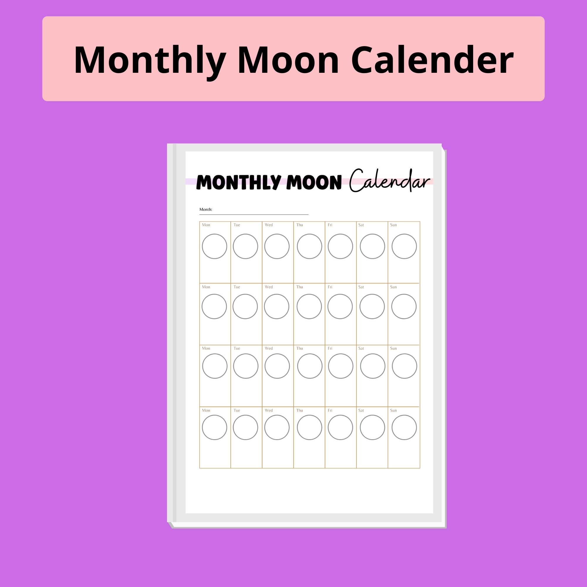 Printable Moon Journal Moon Phase Tracker Tarot Journal Law Of Attraction Full Moon Calendar Lunar Planning Witchy Journal Intentions Etsy