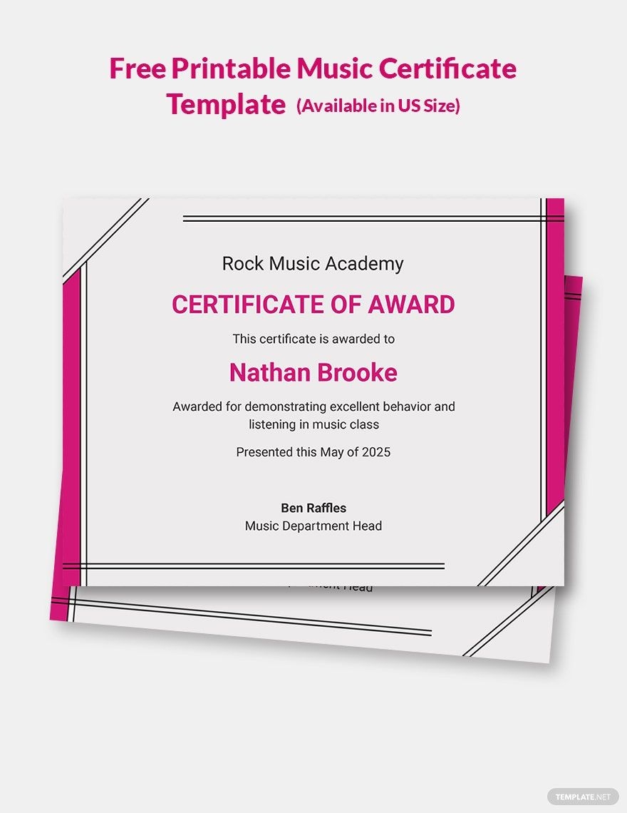 Printable Music Certificate Template In Word Pages Publisher Google Docs Download Template Printable Music Certificate Template In Word Pages Publisher Google Docs Download Template