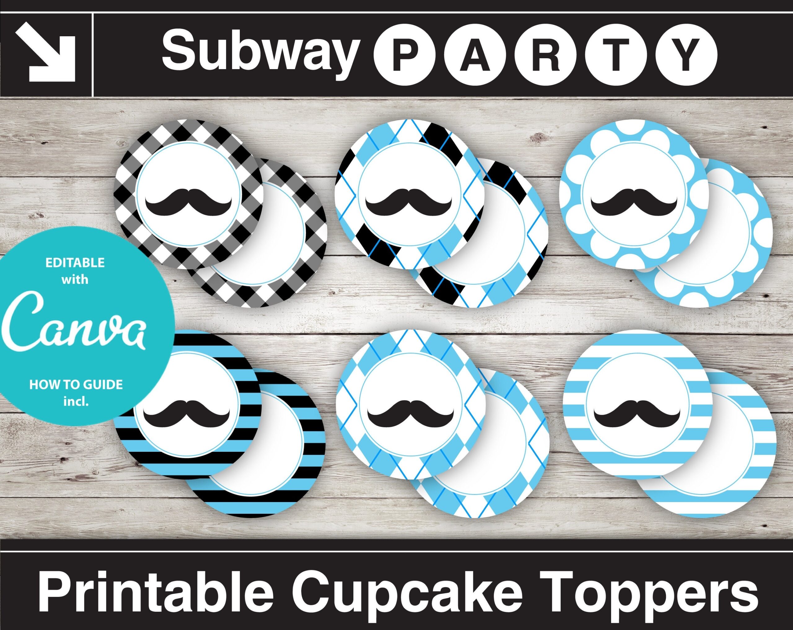 Free Printable Mustache Cupcake Template