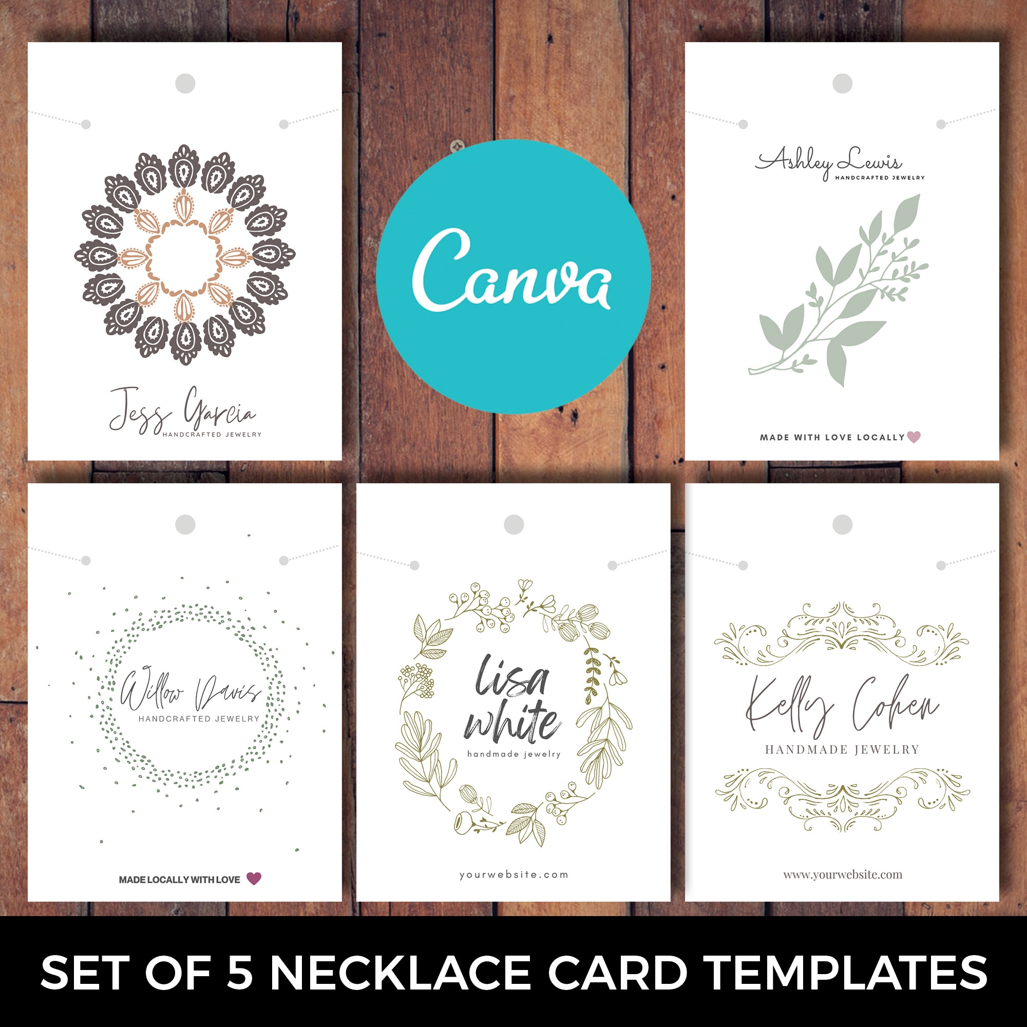 Printable Necklace Card Templates Bundle Of 5 Editable Canva Templates Studio 73 Designs