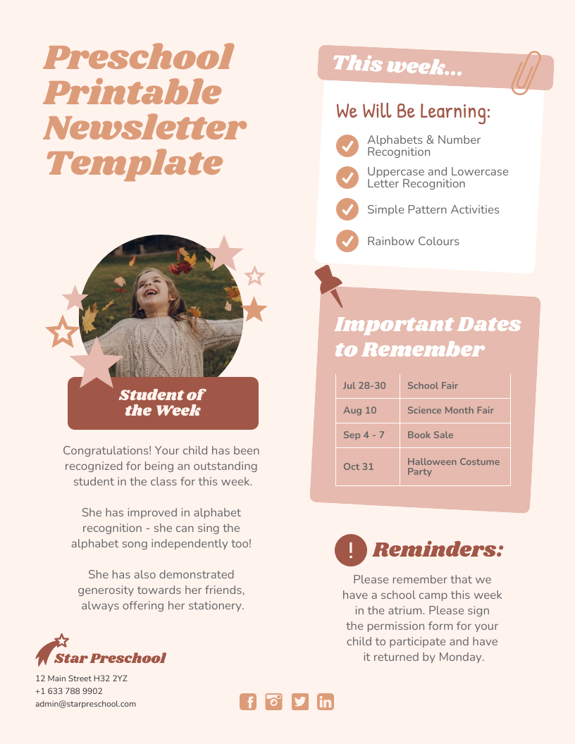 Free Printable Newsletter Templates Letter Size