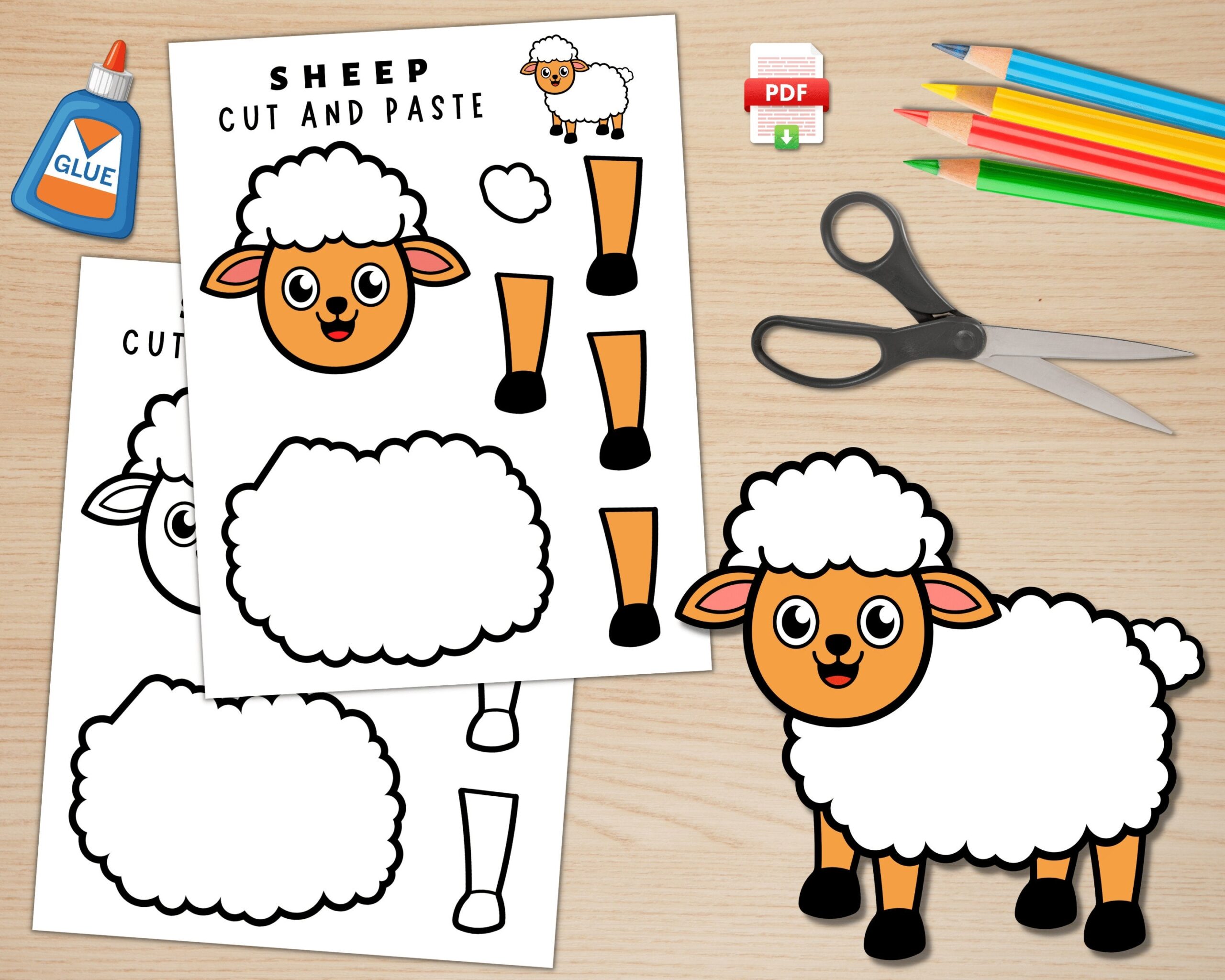 Printable Paper Sheep Craft Template For Kids Farm Animal Crafts Printable Paper Sheep Craft Template For Kids Farm Animal Crafts