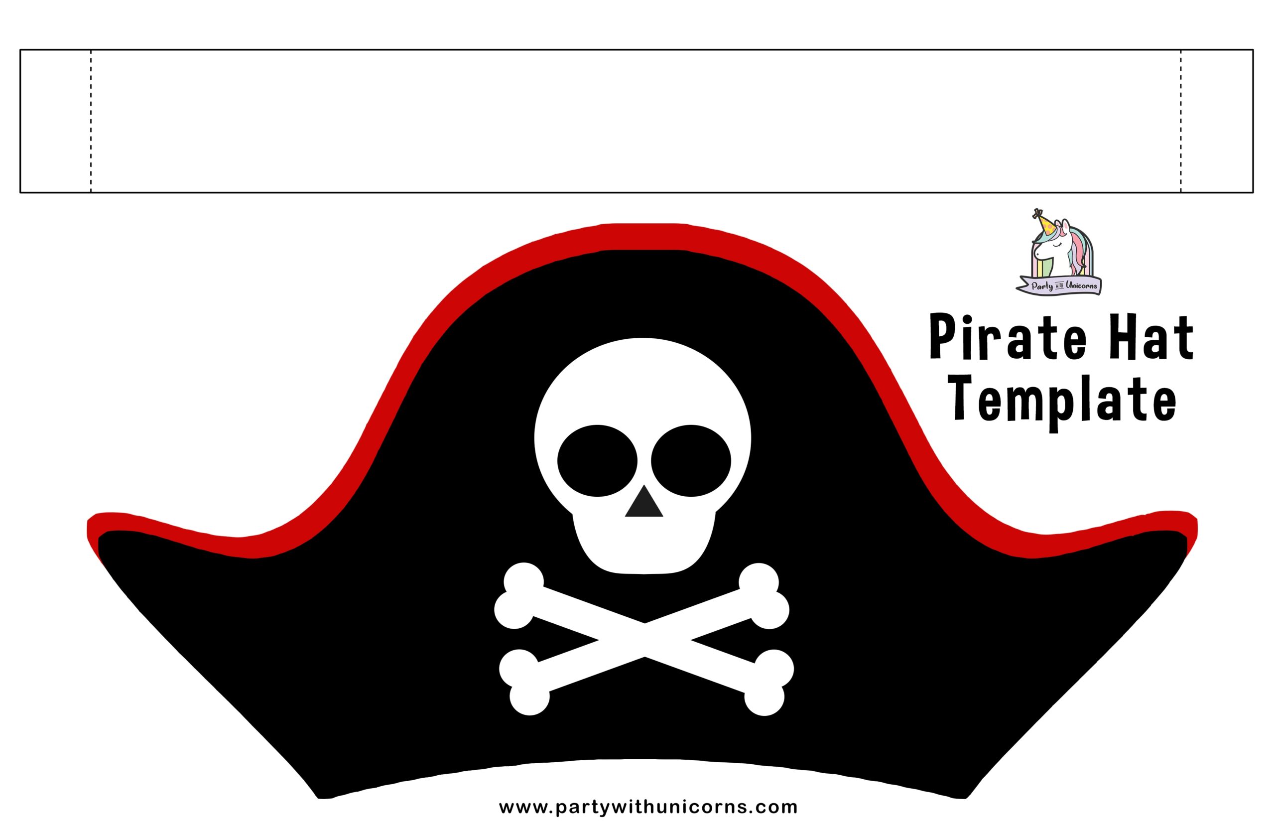 Printable Pirate Hat Template For Kids Party With Unicorns Printable Pirate Hat Template For Kids Party With Unicorns