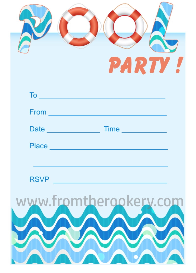 Printable Pool Party Invites Printable Pool Party Invites