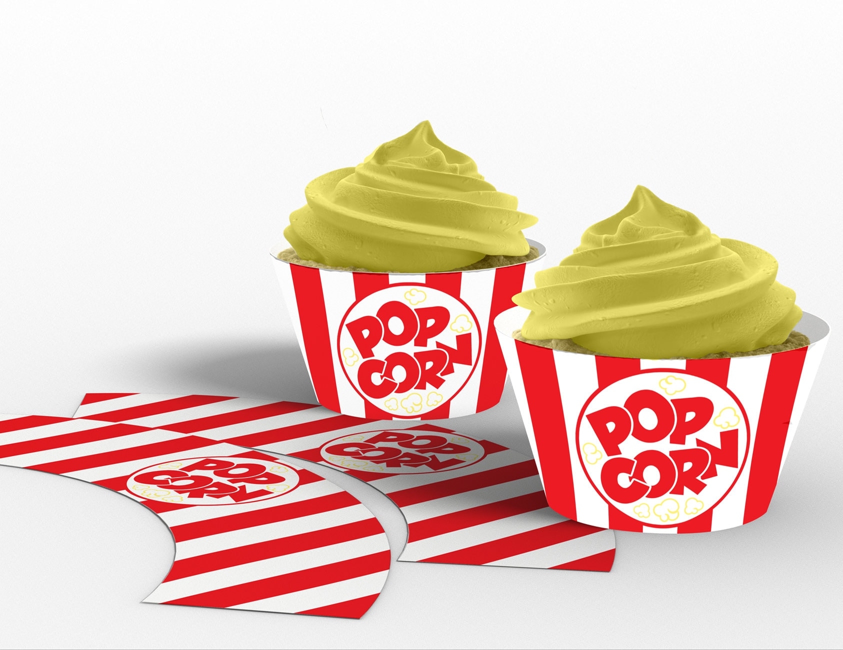 Free Printable Popcorn Cupcake Wrapper Template