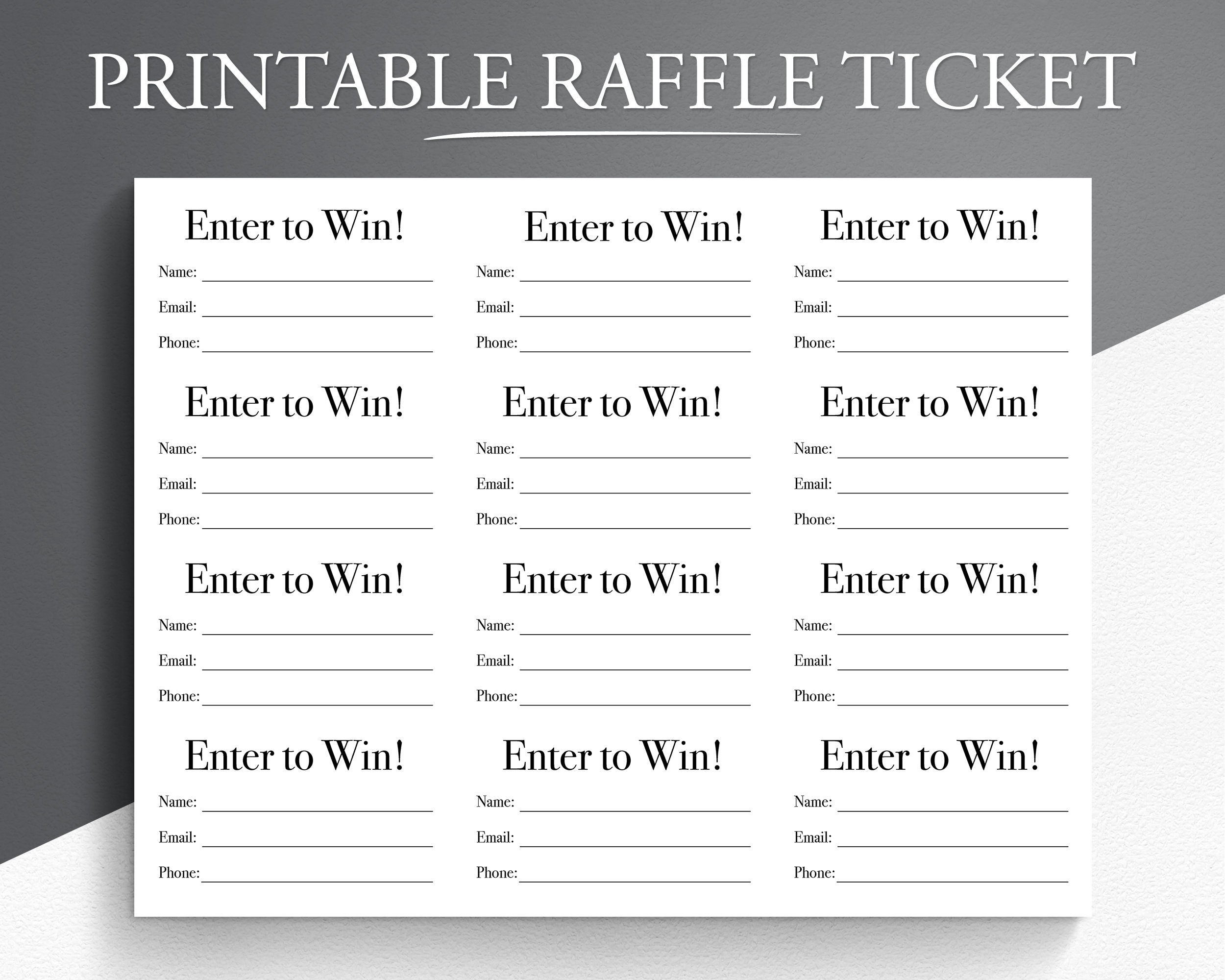Printable Raffle Ticket Enter To Win Printable Ticket Etsy Printable Raffle Ticket Enter To Win Printable Ticket Etsy