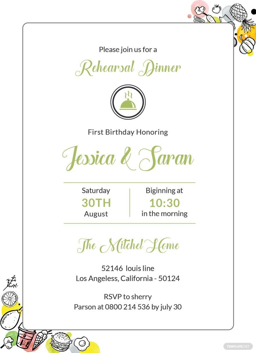 Printable Rehearsal Dinner Invitation Template In Publisher Illustrator Word PSD Pages Download Template