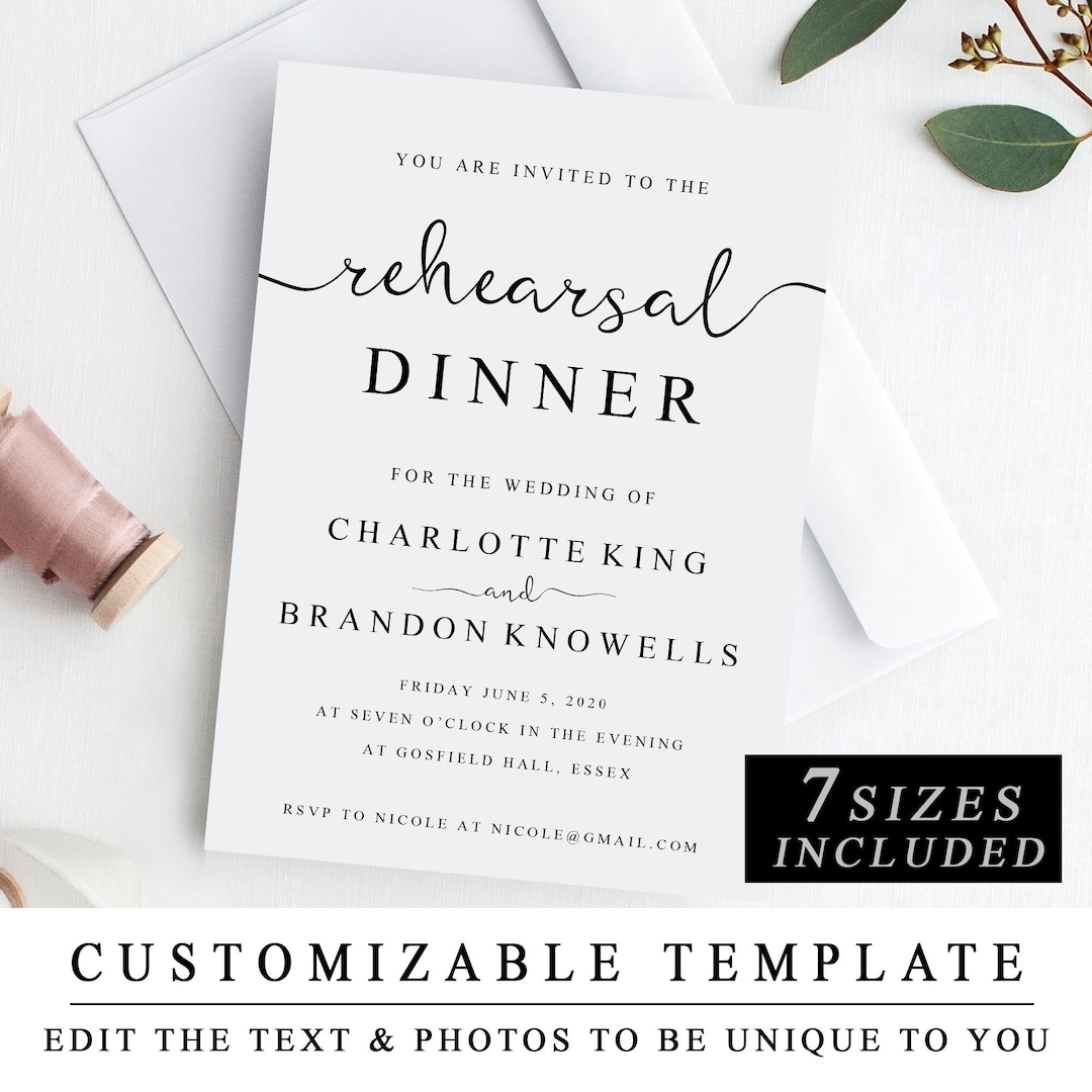 Printable Rehearsal Dinner Invitation Template The Night Before Invitation Rehearsal Diner Invite Card Pre Wedding Party Invitation Etsy