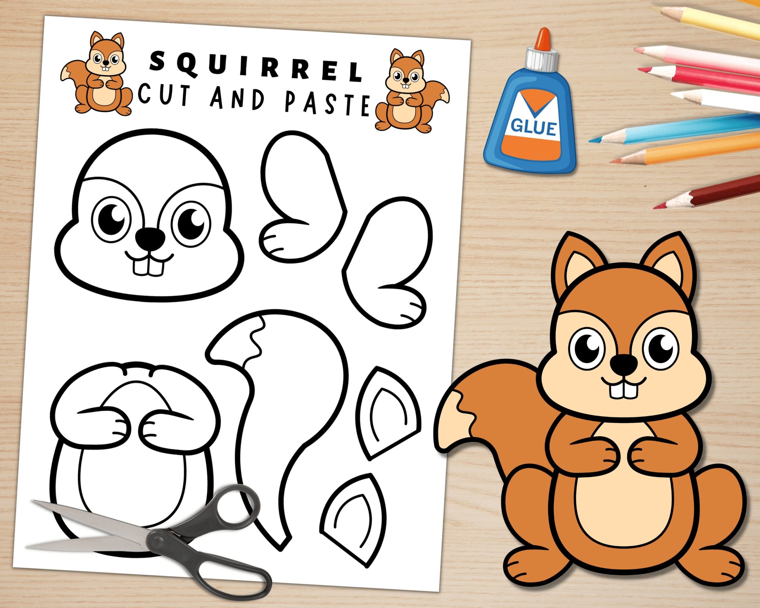 Printable Squirrel Craft Template Forest Animal Craft Fall 