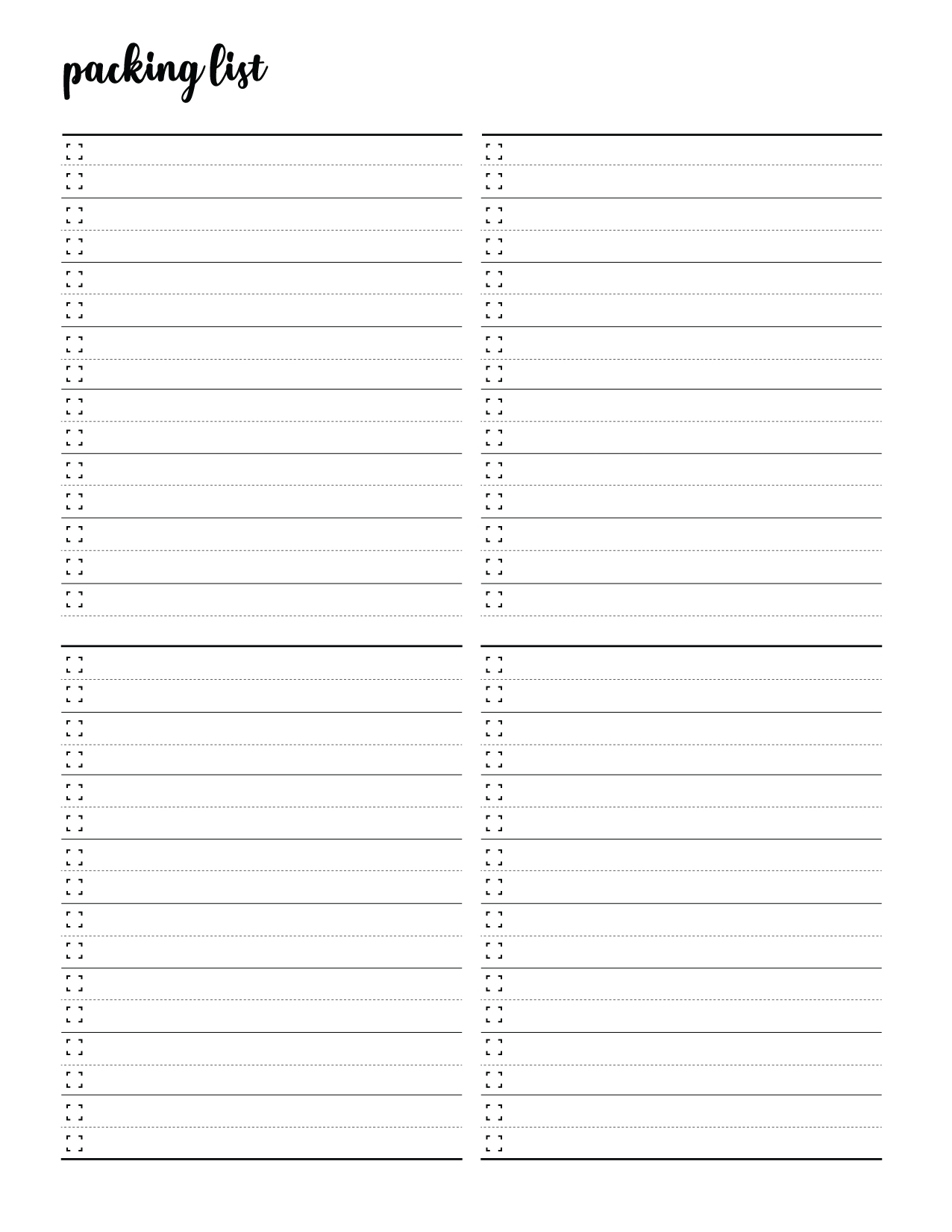 Free Printable Packing Checklist Template Free Printable Packing Checklist Template