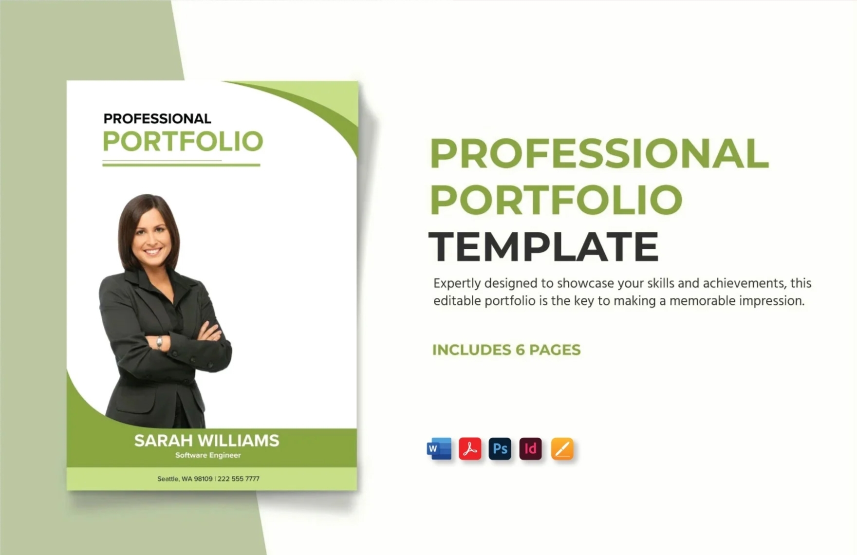 Professional Portfolio Template In Word Photoshop Pages PDF 