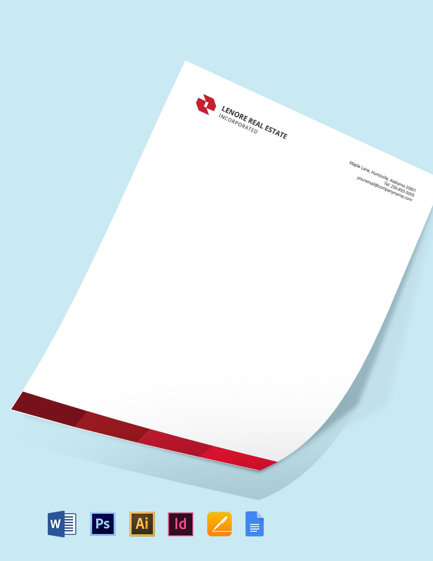Professional Real Estate Letterhead Template In Word Google Docs 