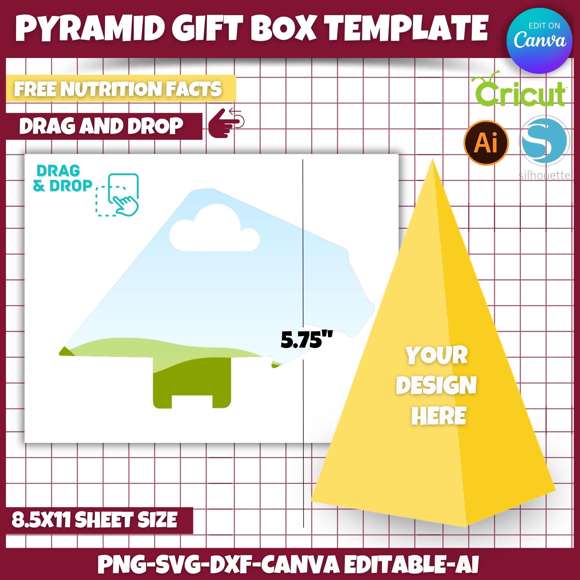 Pyramid Box Template Etsy