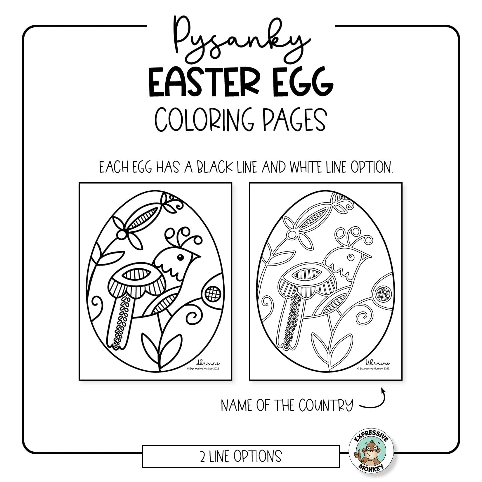 Pysanky Eggs Coloring Pages Expressive Monkey