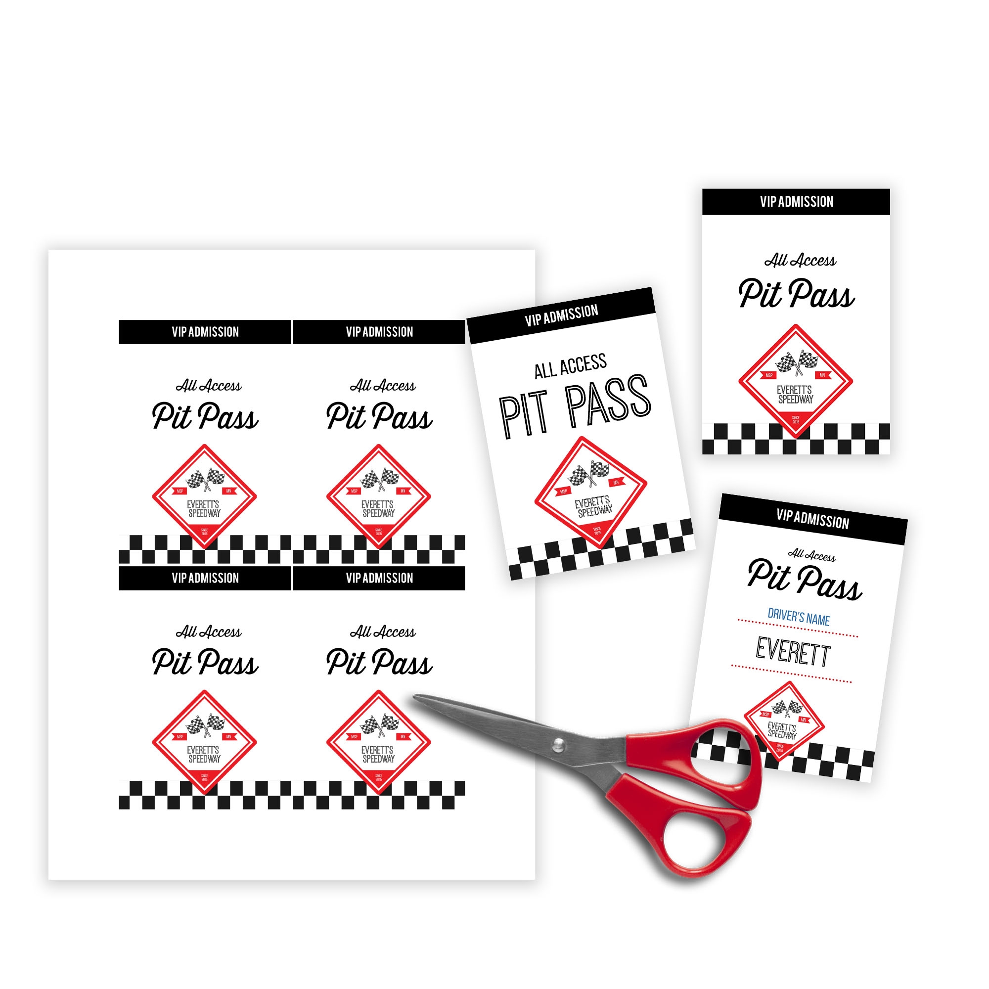 Free Printable Pit Pass Template