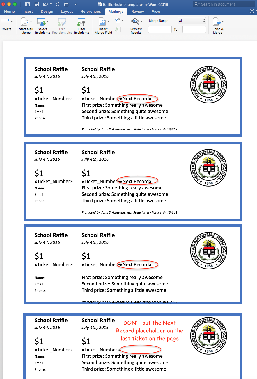 Raffles And Raffle Tickets The Secret To Creating NUMBERED Raffle Tickets In Word