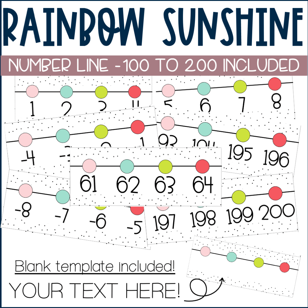 Rainbow Printable Number Line Stephanie Nash Rainbow Printable Number Line Stephanie Nash