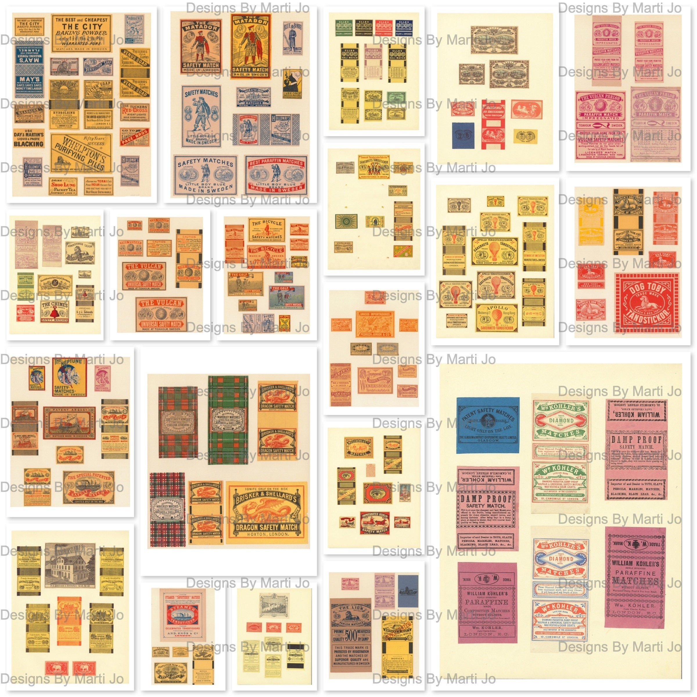 Rare Match Box Templates 20 8 5 X 11 Inch Antique Swedish Matchbox Labels JPG Matchbox Collection Outer Box Only no Inner Box VL61 Etsy