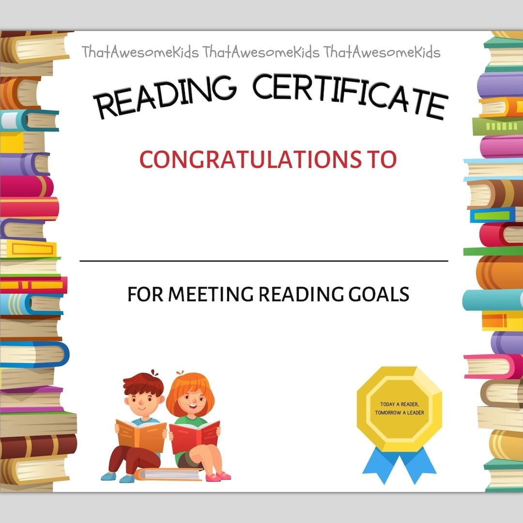Free Printable Reading Certificates Templates