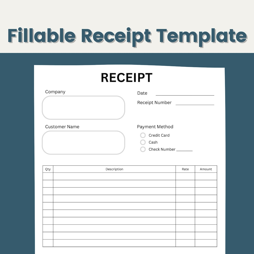 Receipt Template Fillable Receipt Printable Receipt Template Minimalist Receipt Etsy Receipt Template Fillable Receipt Printable Receipt Template Minimalist Receipt Etsy