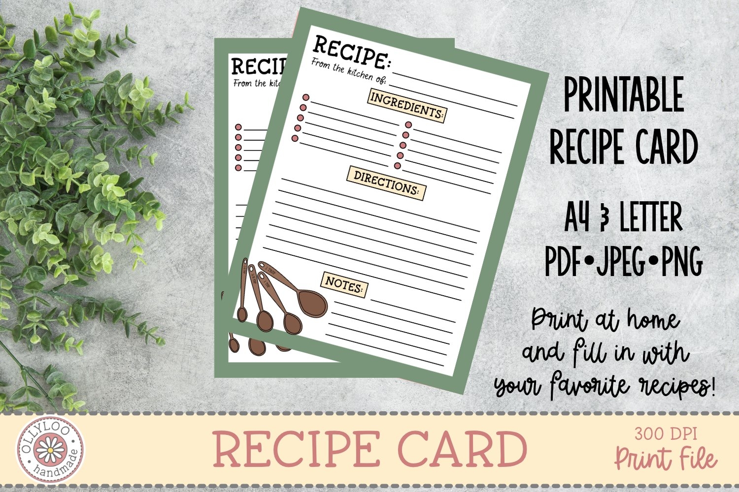 Recipe Card Recipe Page Printable Recipe Card Template