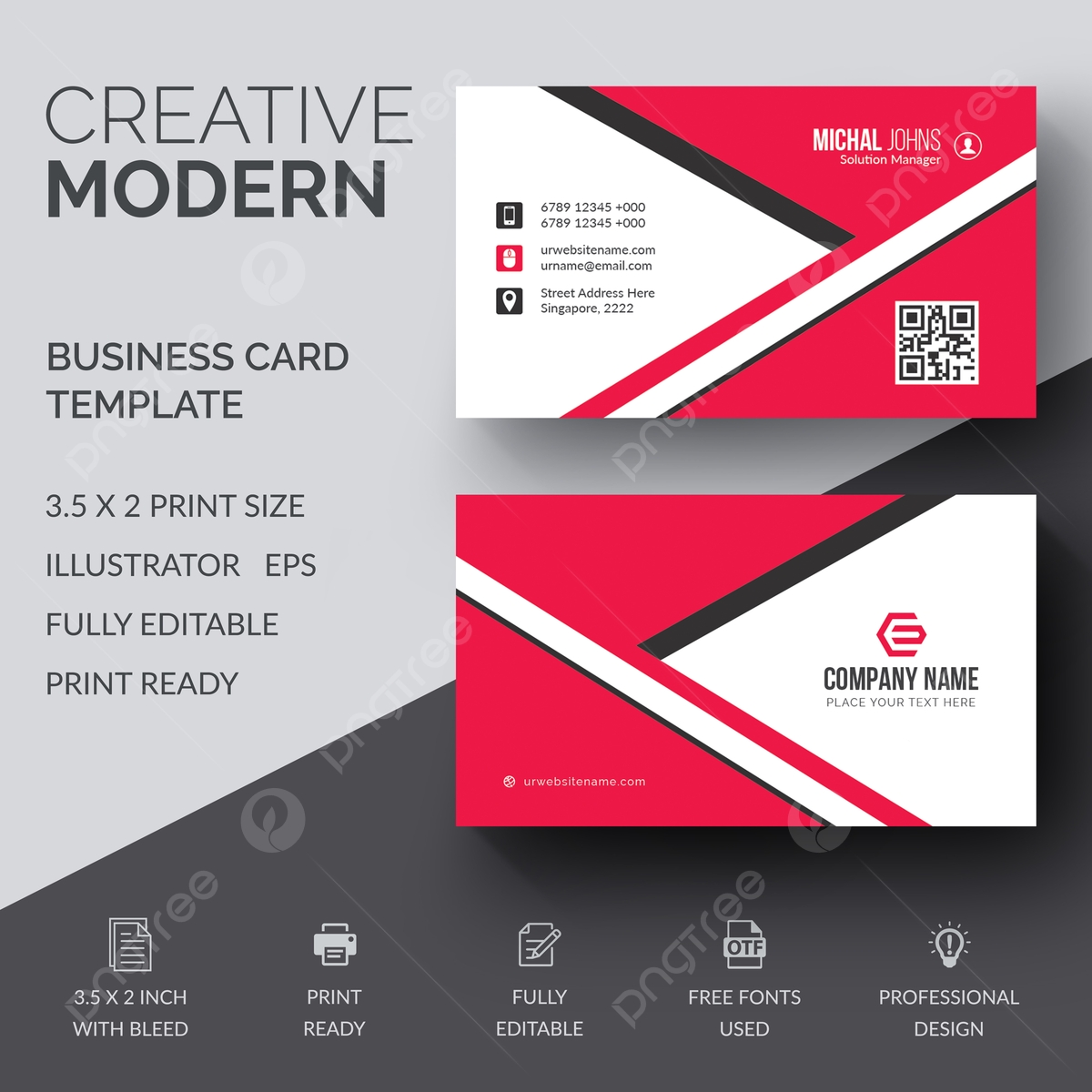 Red Shape Visit Card Free Vector Template Download On Pngtree Red Shape Visit Card Free Vector Template Download On Pngtree