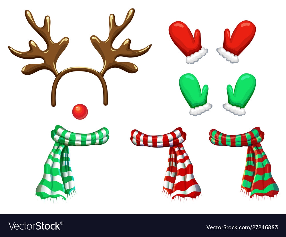 Reindeer Face Template Isolated On White Vector Image