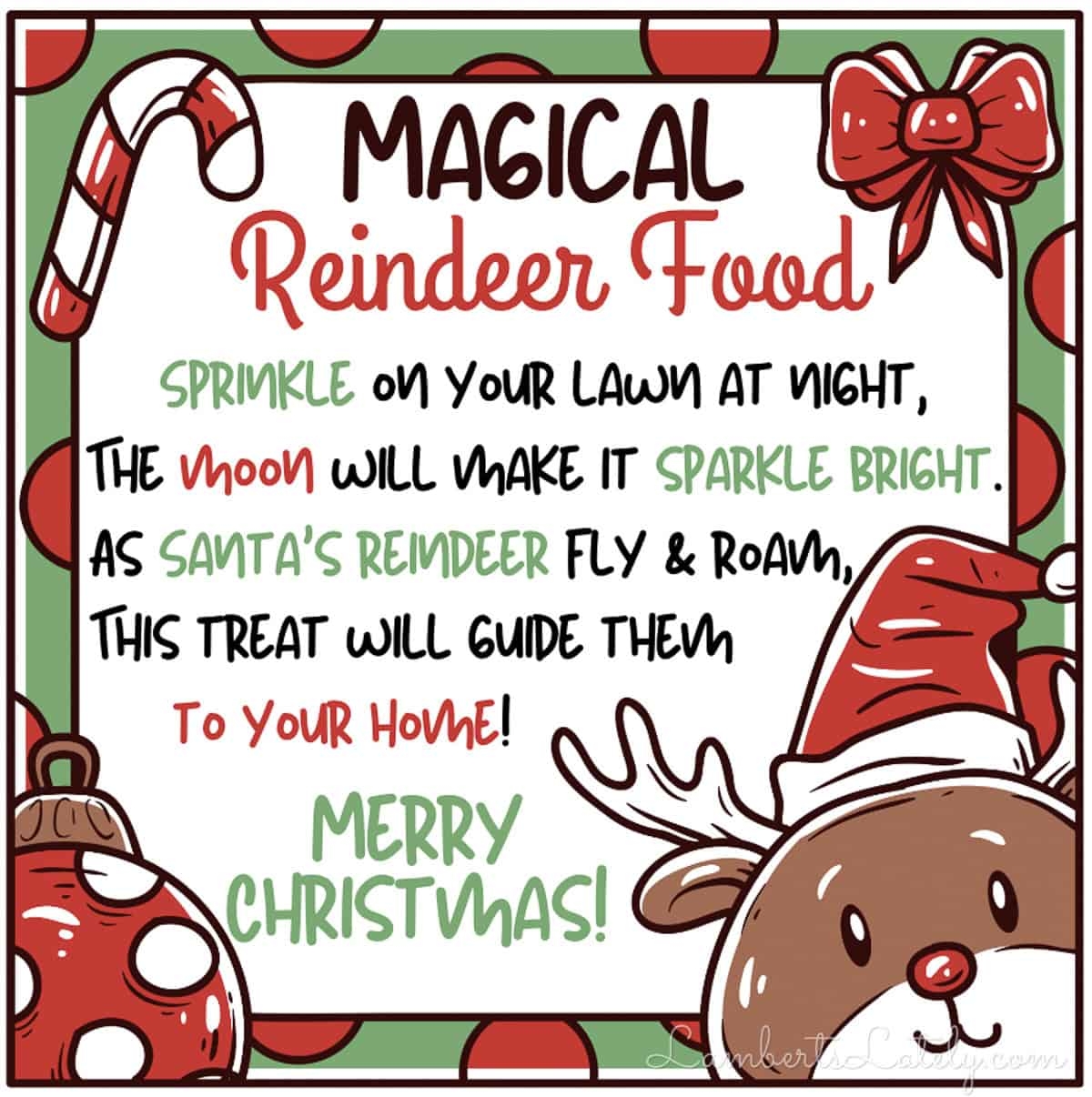 Free Printable Reindeer Food Templates