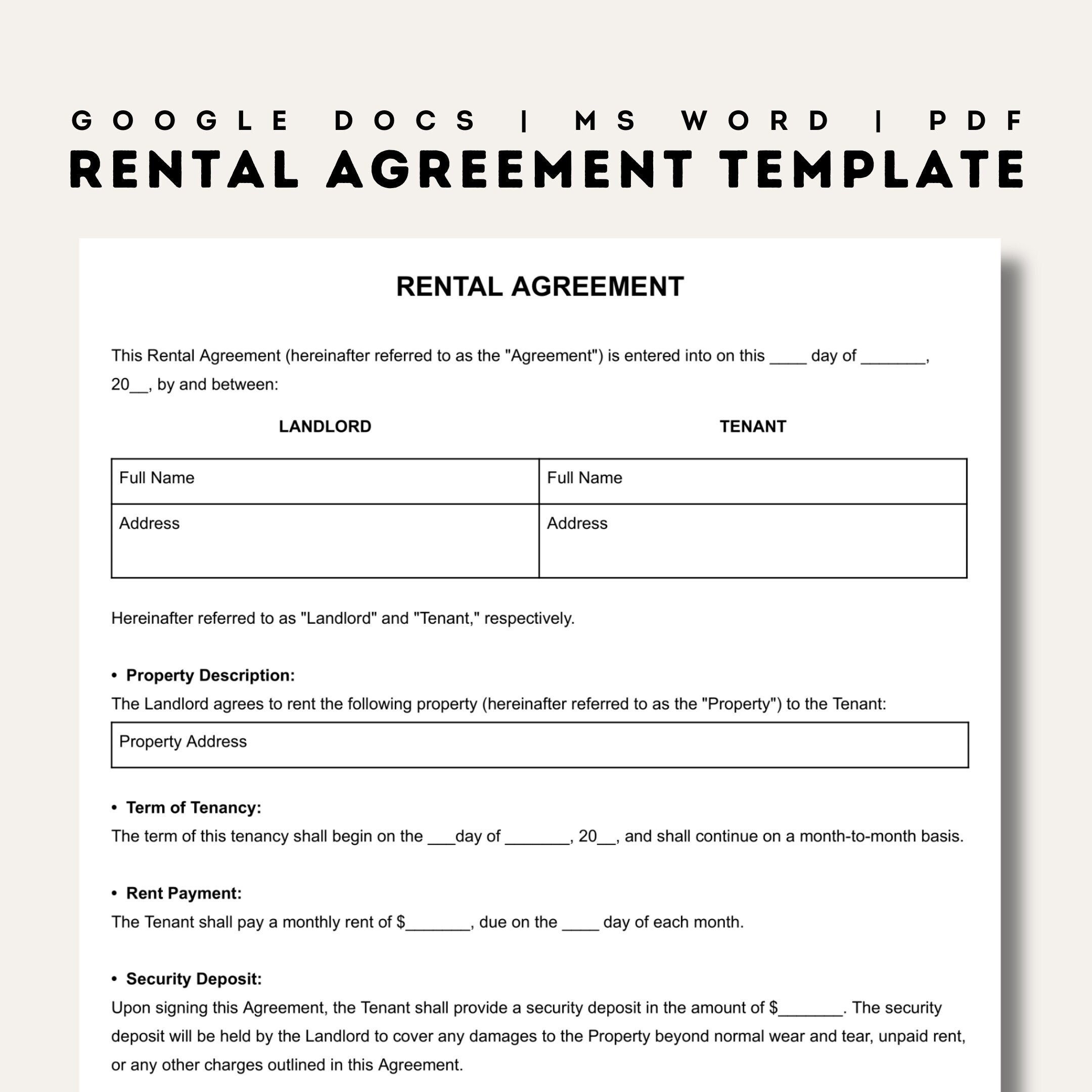 Rental Agreement Templates Simple Editable Rental Agreements Rental Agreement Templates Simple Editable Rental Agreements