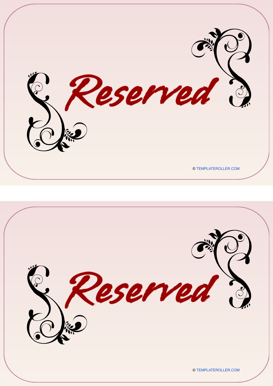 Free Printable Reserved Templates