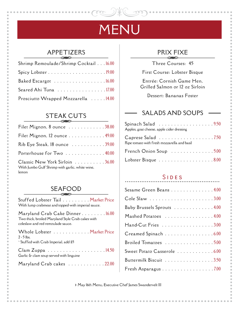 Free Printable Restaurant Menu Templates Pdf