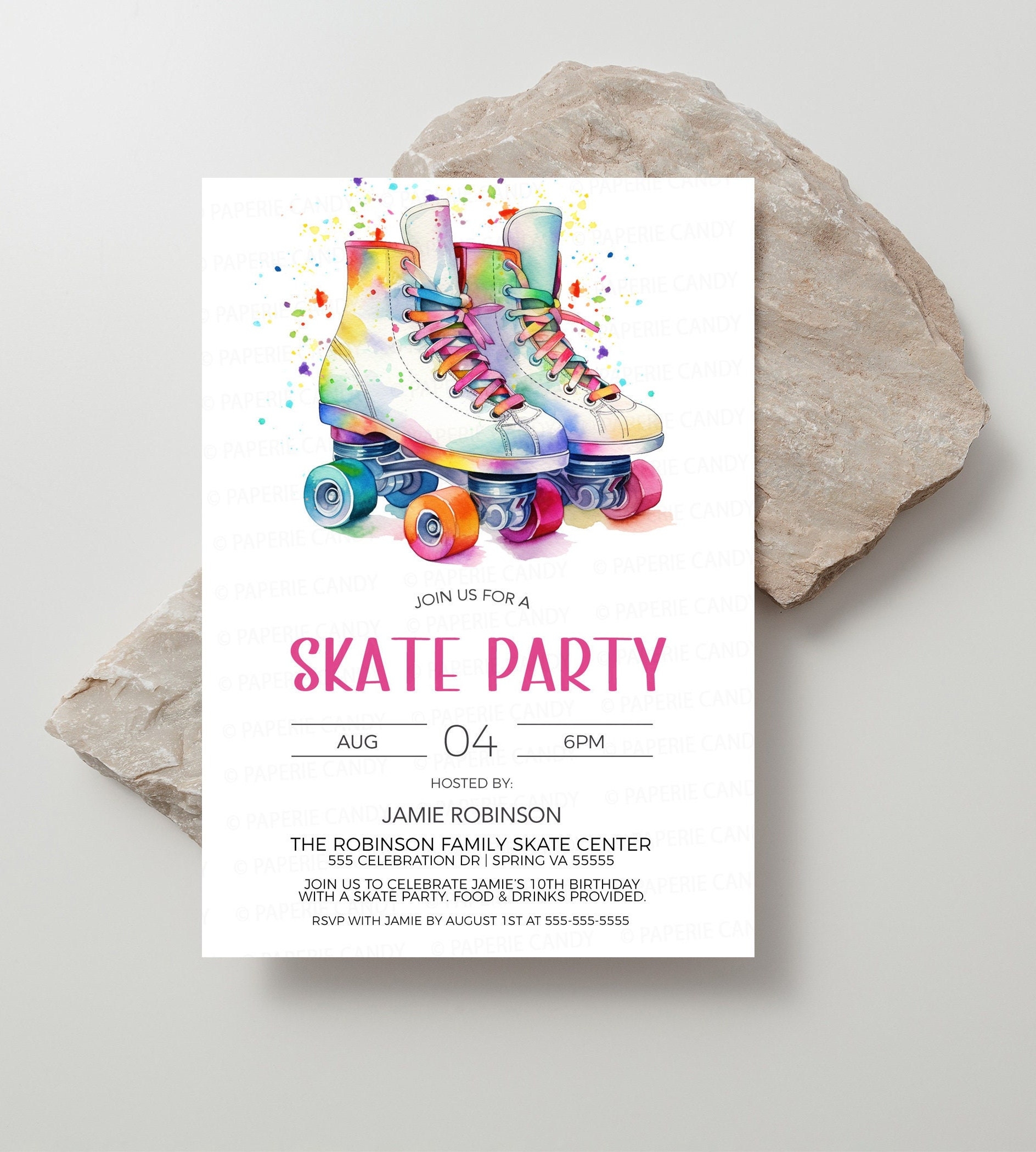 Roller Skating Invitation Roller Skate Invite Roller Skating Birthday Party Neon Skate Rainbow Skates Editable Printable Template Etsy