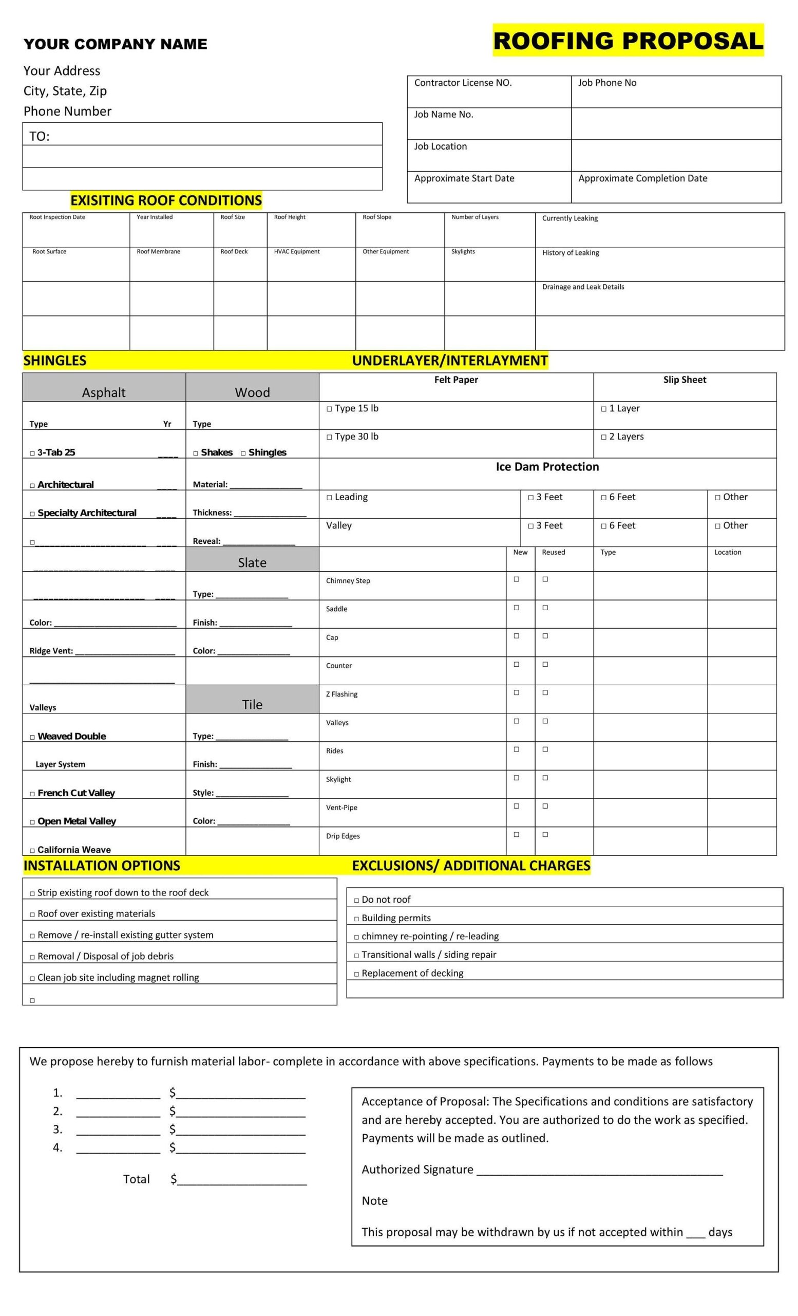 Roofing Proposal Templates PRINTABLE FORM 8 5 By 14 Legal Document some Highlighted In Yellow Etsy Norway Roofing Proposal Templates PRINTABLE FORM 8 5 By 14 Legal Document some Highlighted In Yellow Etsy Norway