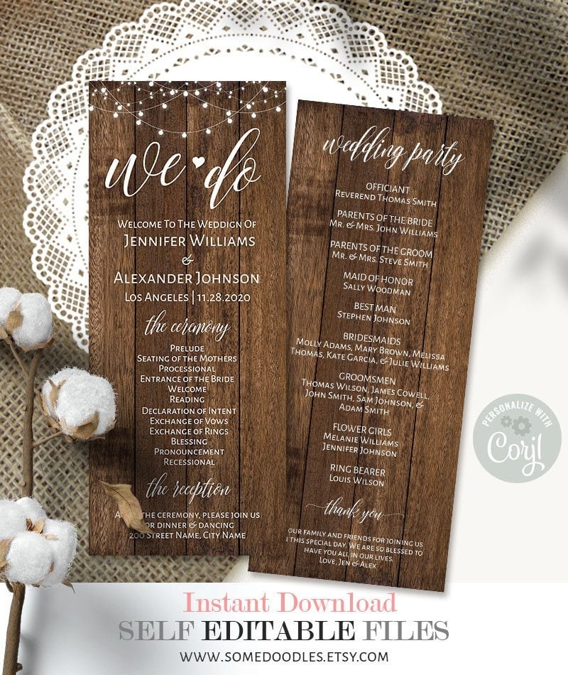 Free Printable Rustic Wedding Program Templates