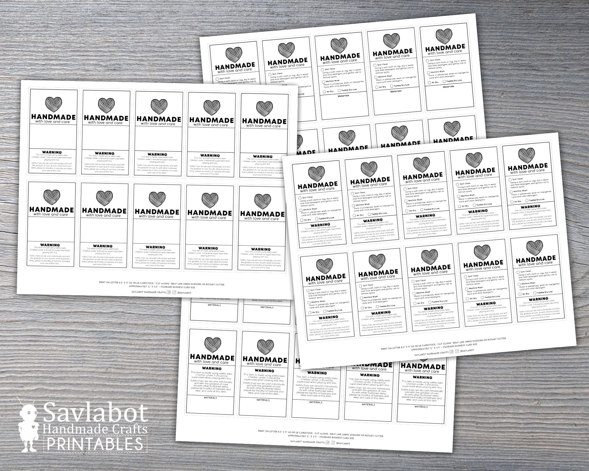 Safety Eye PRINTABLE Warning And Care Card PDF Files Etsy