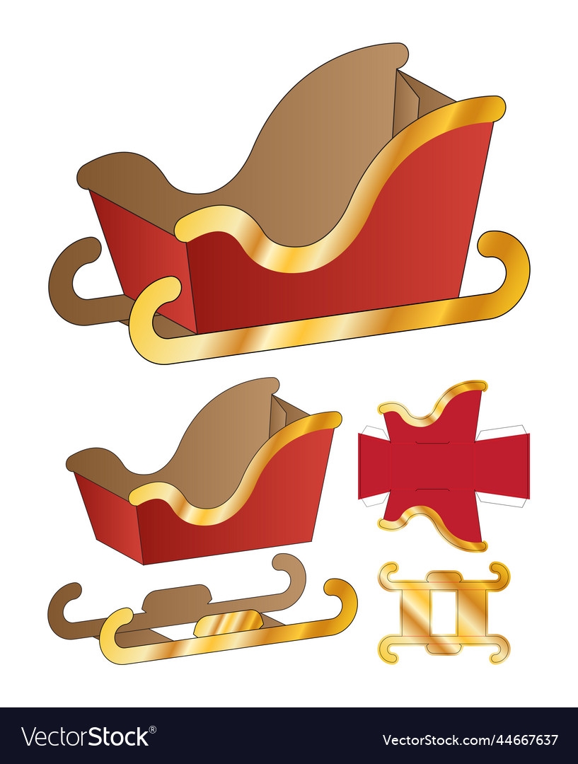 Santa Claus Sleigh Cart Packaging Template Vector Image Santa Claus Sleigh Cart Packaging Template Vector Image