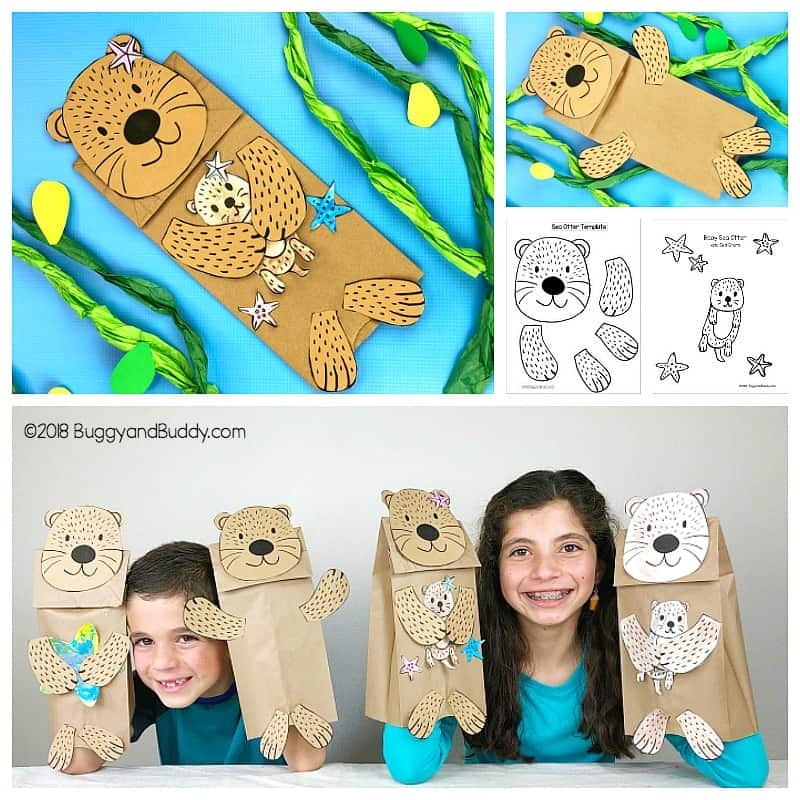 Sea Otter Paper Bag Puppet Craft With Free Template Buggy And Buddy