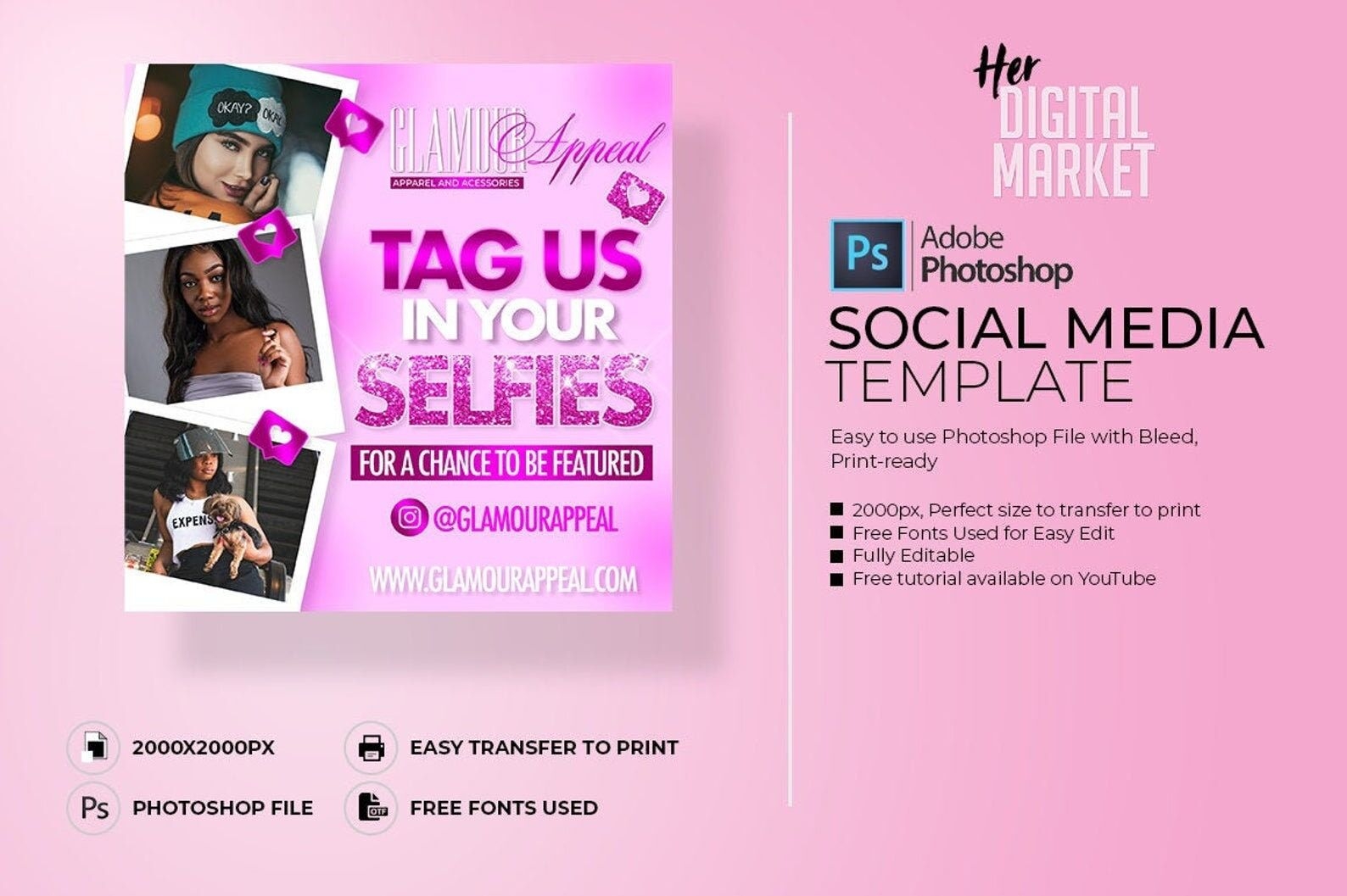 Selfie Social Media Template By Boss Babe Digital Lab TheHungryJPEG