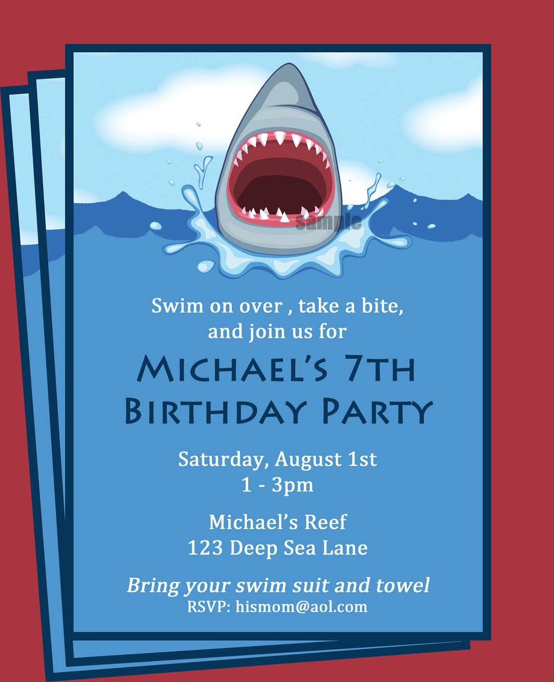 Free Printable Shark Birthday Invitations Template