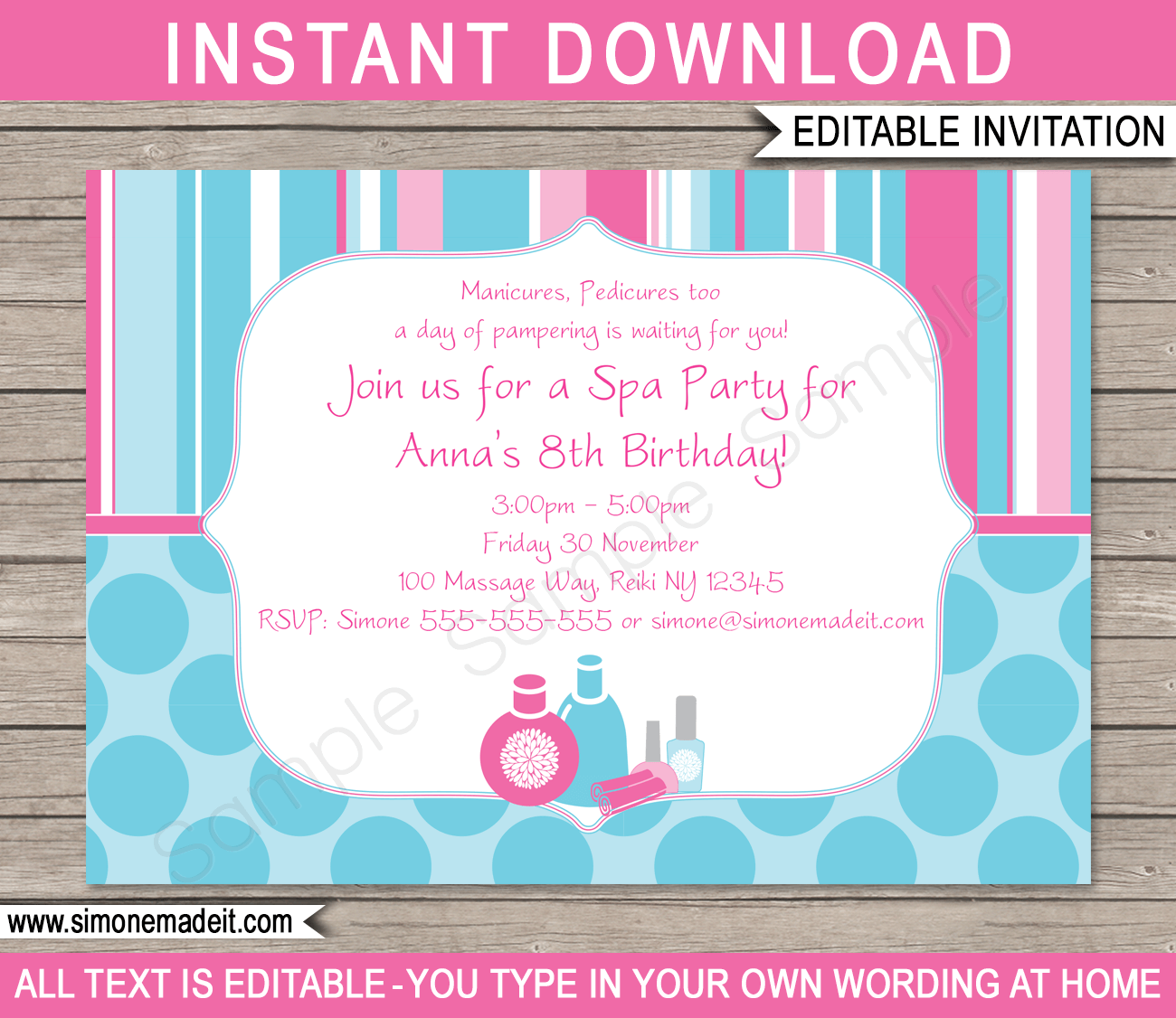 Spa Party Invitations Template