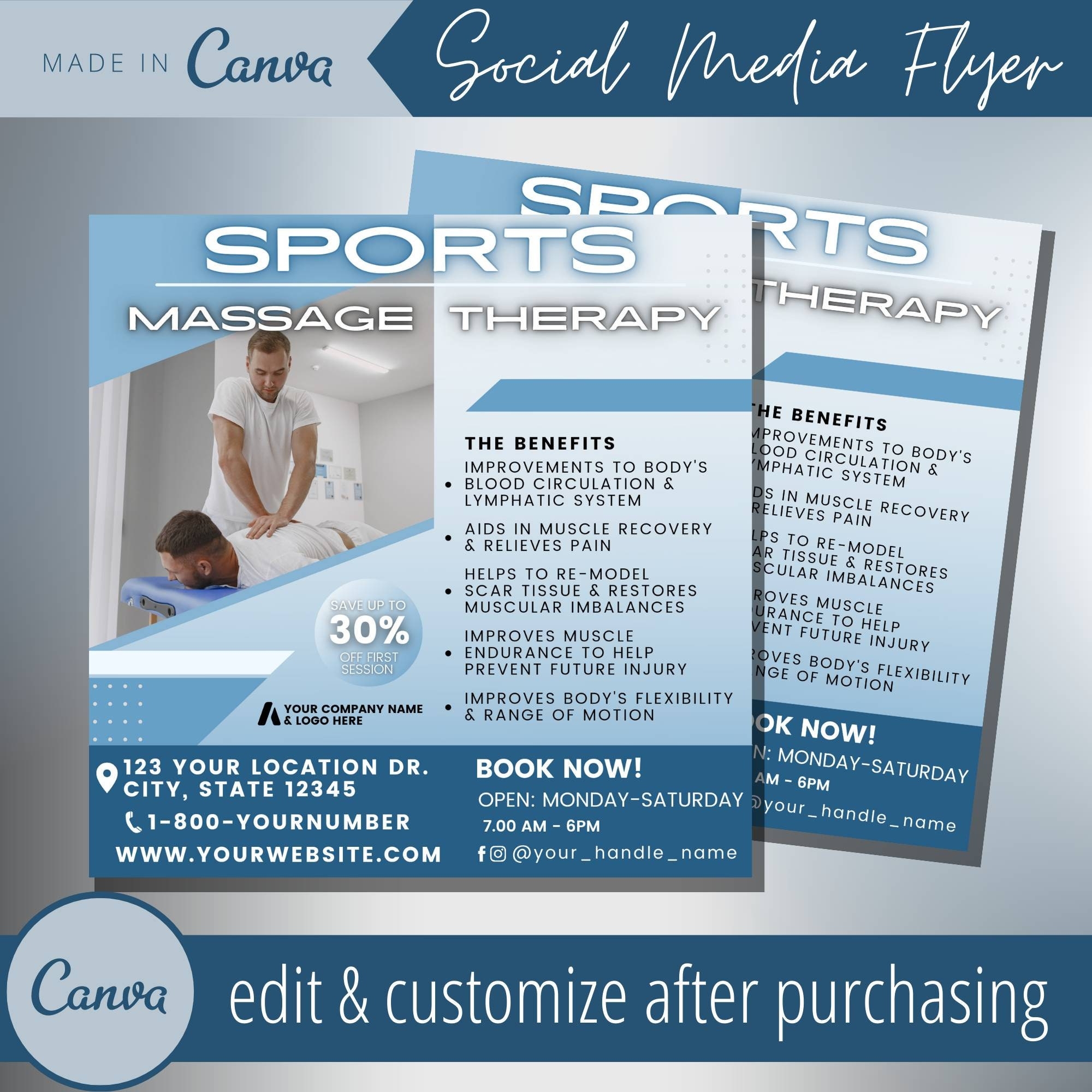 Sports Massage Therapy Flyer Template Sport Massages Flyers Templates Athletes Injury Recovery Therapist Deep Tissue Athletic Masseuse Etsy UK