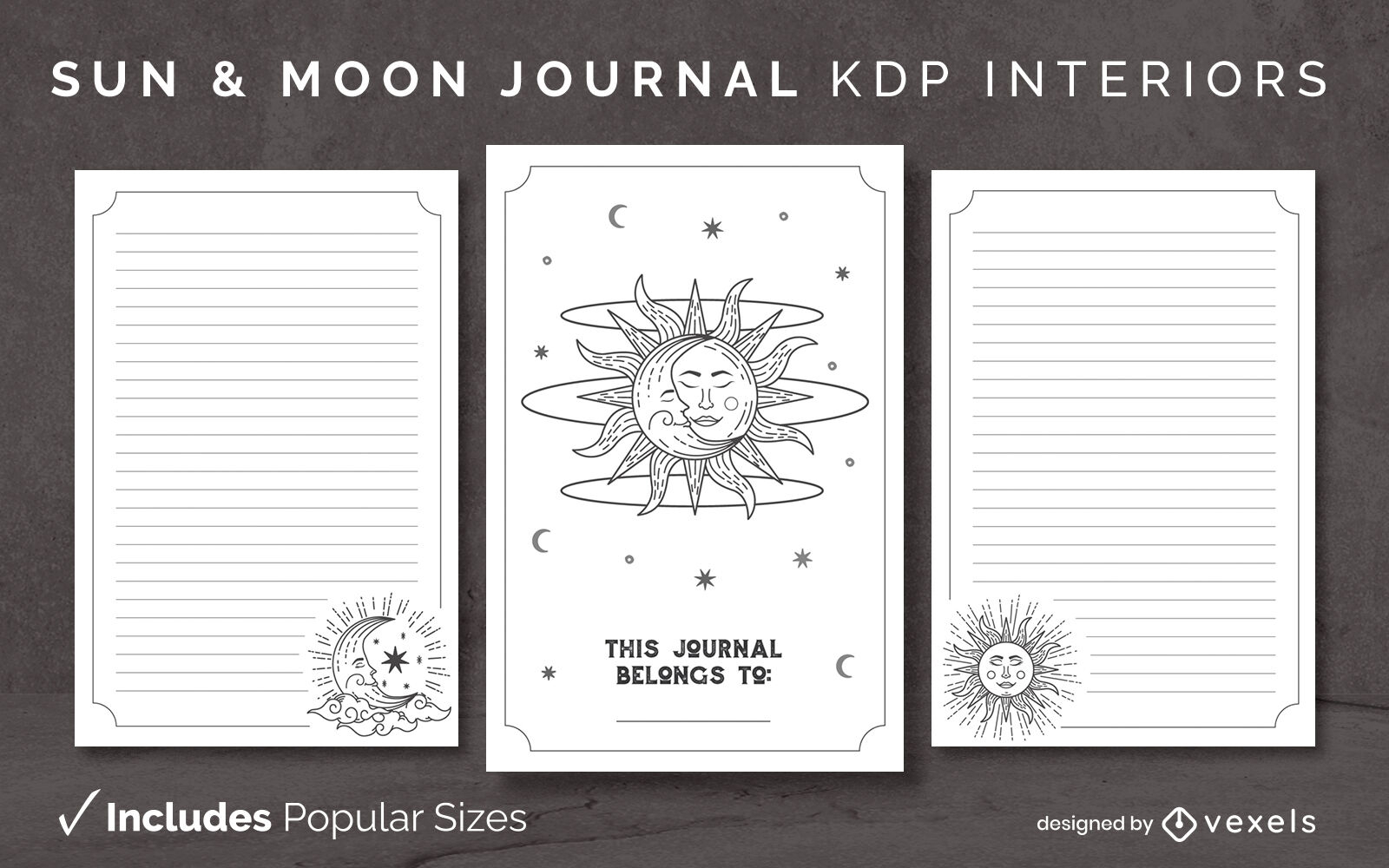 Sun And Moon Journal Design Template KDP Vector Download