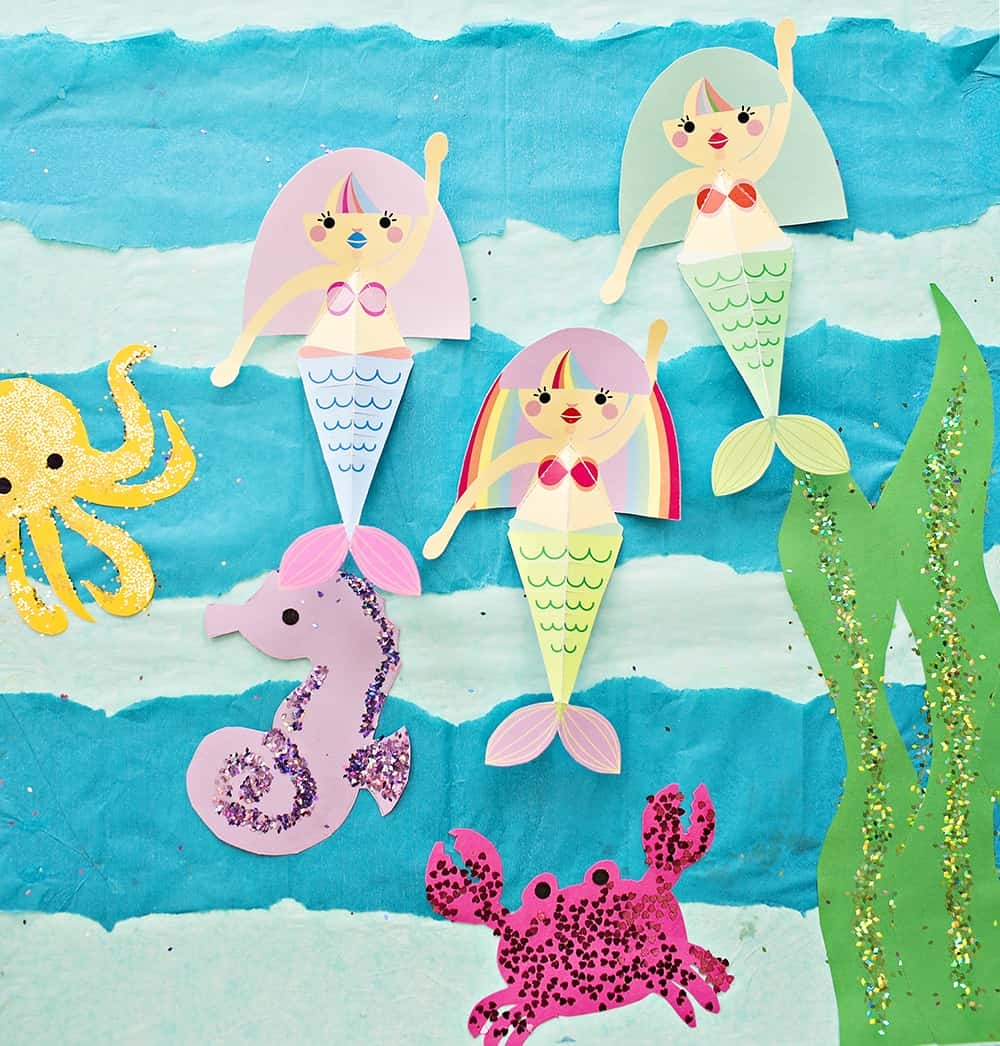 SWIMMING MERMAID PAPER CRAFT WITH FREE PRINTABLES SWIMMING MERMAID PAPER CRAFT WITH FREE PRINTABLES